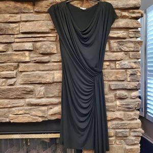 BLACK RUCHED DRAPE DRESS